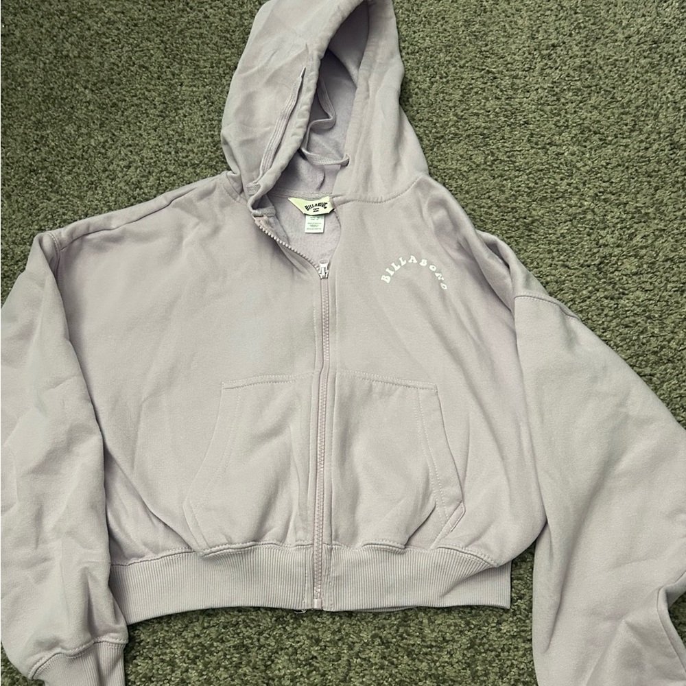 Billabong Light Purple Crop top Hoodie with Palm Design